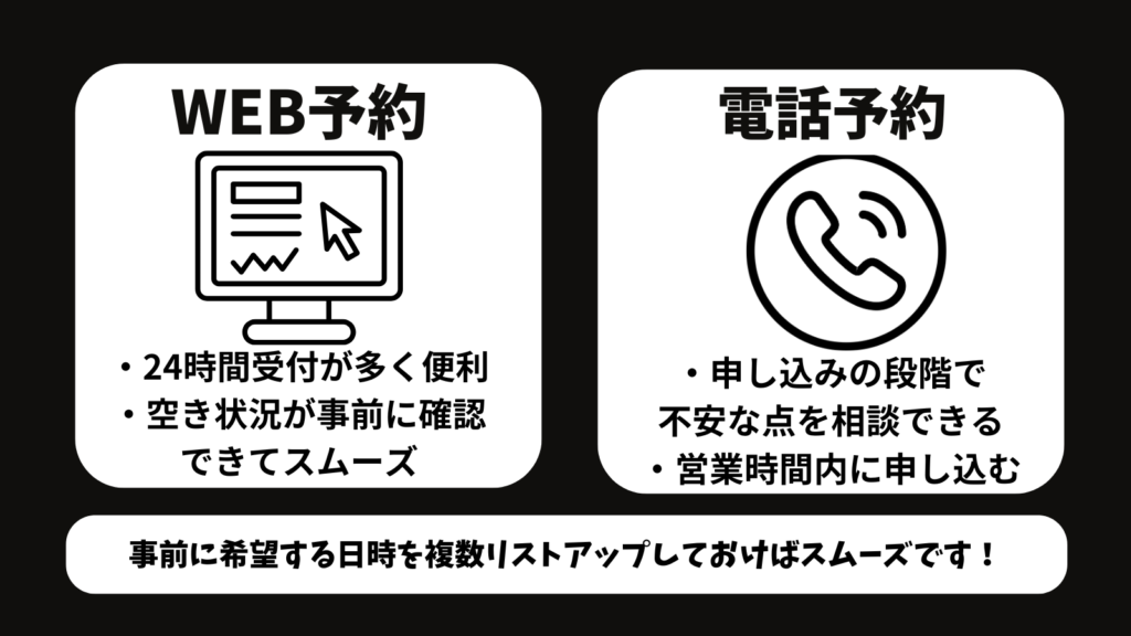 WEB予約と電話予約の違い
