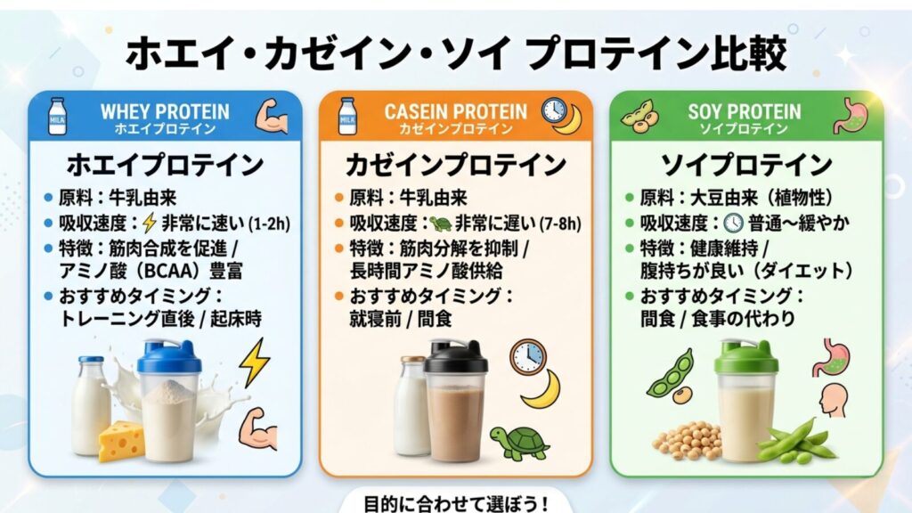 ホエイ・カゼイン・ソイプロテイン