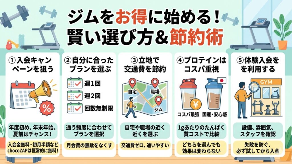 ジムをお得に始める5つのコツ