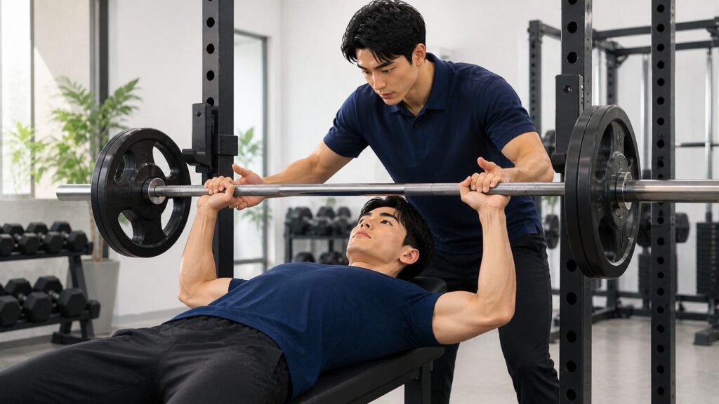 パーソナルトレーニングをおすすめする理由|トレーナーがフォームを丁寧に指導する様子
