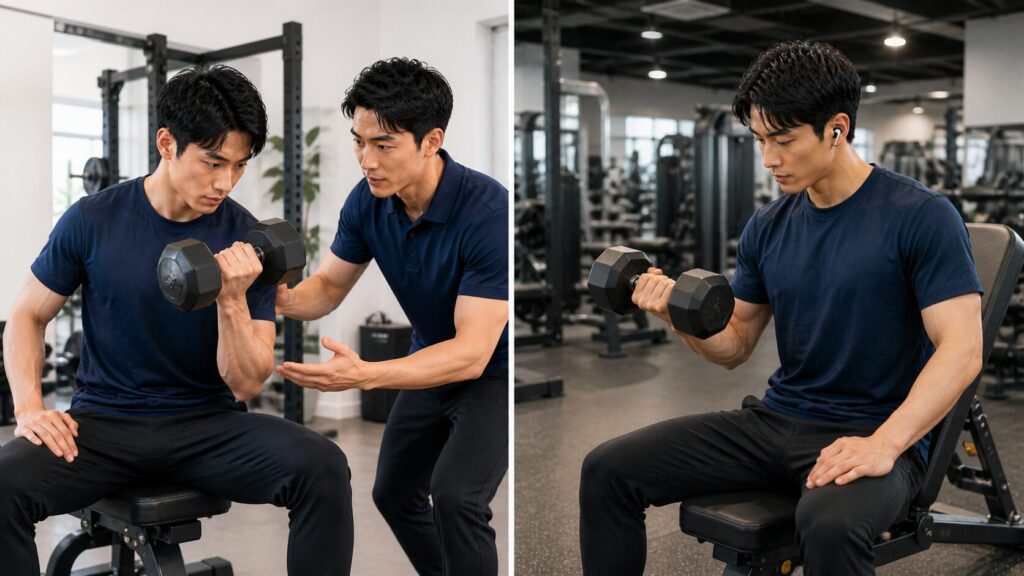 パーソナルジムと普通のジムを比較するイメージ|筋トレ初心者の意思決定