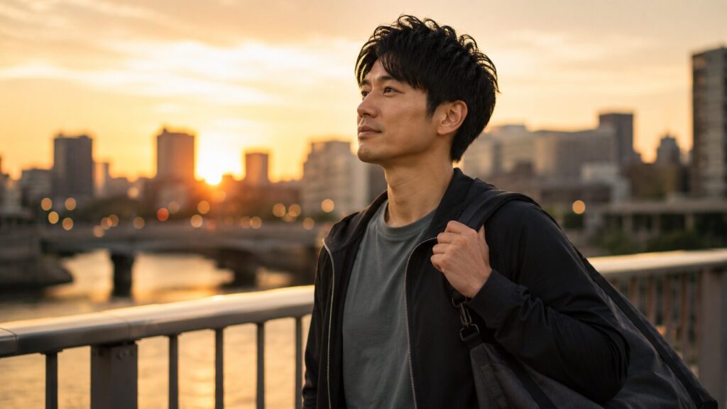 筋トレを始めた独身男性が街を歩くイメージ|人生の選択肢が増えた瞬間