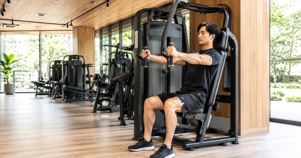 チェストプレスのフォーム｜座ってグリップを前に押し出す