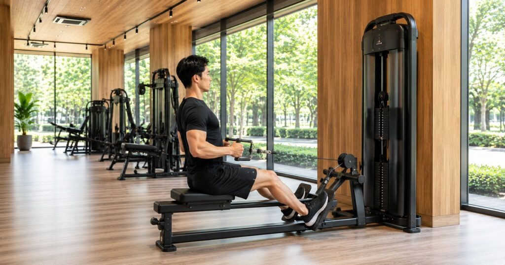 シーテッドローのフォーム｜座ってグリップを手前に引く
